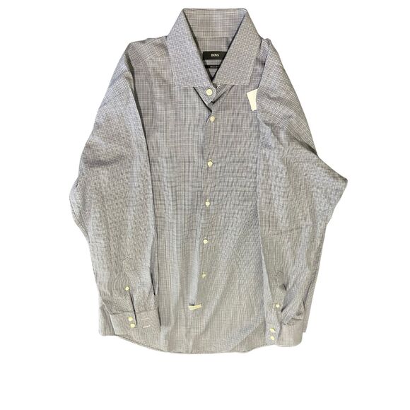 Hugo Boss Men’s Regular Fit Dress Shirt Size 16.5/42 Blue Check 100% Cotton - Picture 6 of 10